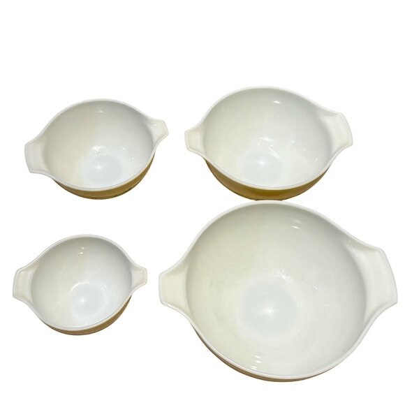 Vintage Pyrex Shenandoah Yellow Floral Cinderella Nesting Mixing Bowls Set Of 4 - Picture 12 of 12